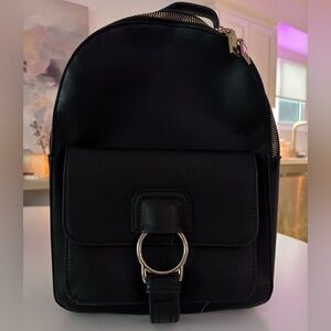 Black Backpack with Gold Detail